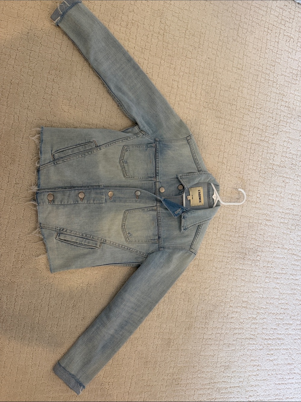 Unworn L'AGENCE Washed Light Blue Denim Jacket - Picture 4 of 6